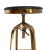 A Handsome Vintage Restoration Hardware Brass Plated Adjustable Stool with Brown Leather seat.