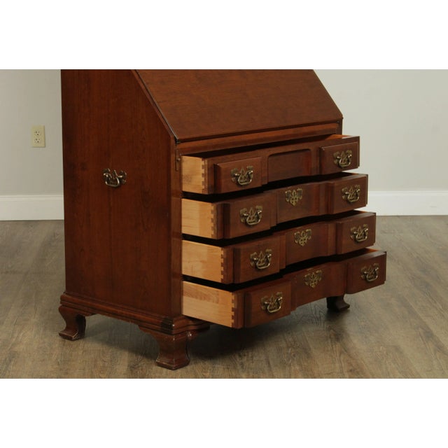 Brown Maddox Chippendale Style Cherry Clock Front Secretary Desk For Sale - Image 8 of 13