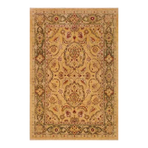 1990s Oriental Ziegler Gold Green Hand-Knotted Wool Rug- 8'8'' X 11'2''