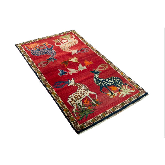 Mid-Century Modern Vintage Hand-Knotted Gabbeh Rug For Sale - Image 3 of 11