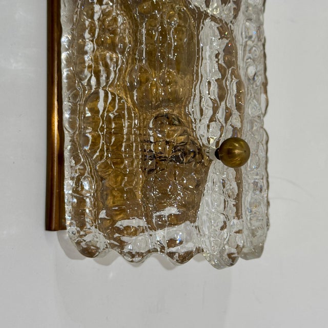 Mid-20 Century Pair of Carl Fagerlund art glass sconces for Orrefors. Sweden For Sale In New York - Image 6 of 7