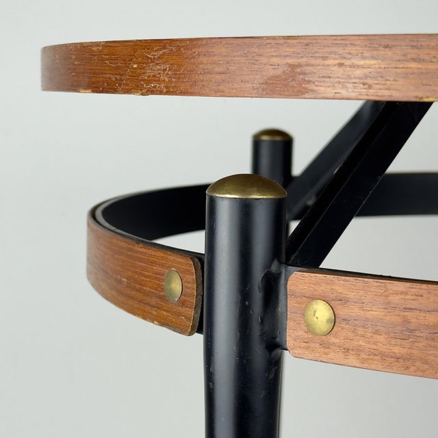 Vintage Italian Metal and Teak Coffee Table by Silvio Cavatorta, 1950s For Sale - Image 4 of 18