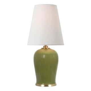 Thomas O'Brien by Visual Comfort Signature Opera 16" Table Lamp in Light Olive with Linen Shade For Sale