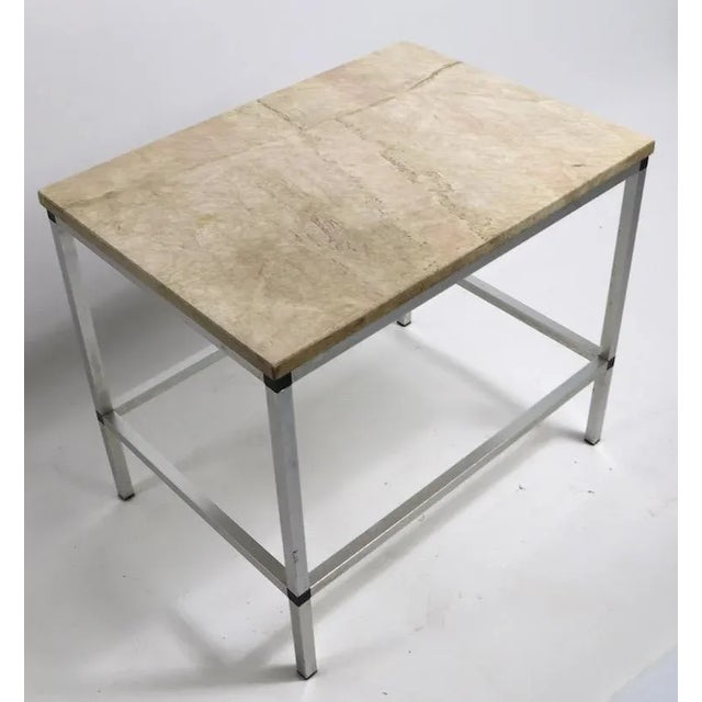 Marble and Aluminum Side Table After McCobb For Sale - Image 4 of 13