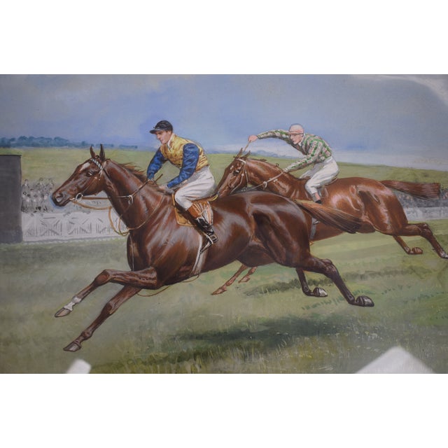 Mid 20th Century Pretty Polly Wins the Jockey Club Cup Newmarket 1905 "Her Twentieth Victory" W/ Bachelor's Button 2nd Watercolour by John Beer (British c.1860-1930) For Sale - Image 5 of 9