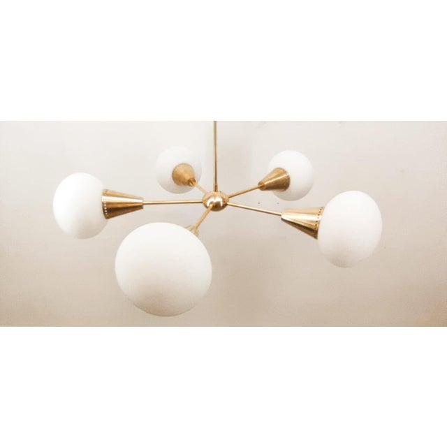 Gold Vintage Italian Sputnik Ceiling Lamp with Forat Oval Glass Cones For Sale - Image 8 of 16