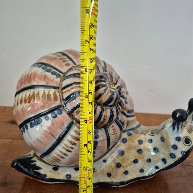 Vintage Tonala Mexico Extra Large Hand Painted Pottery Snail Figurine For Sale - Image 11 of 11