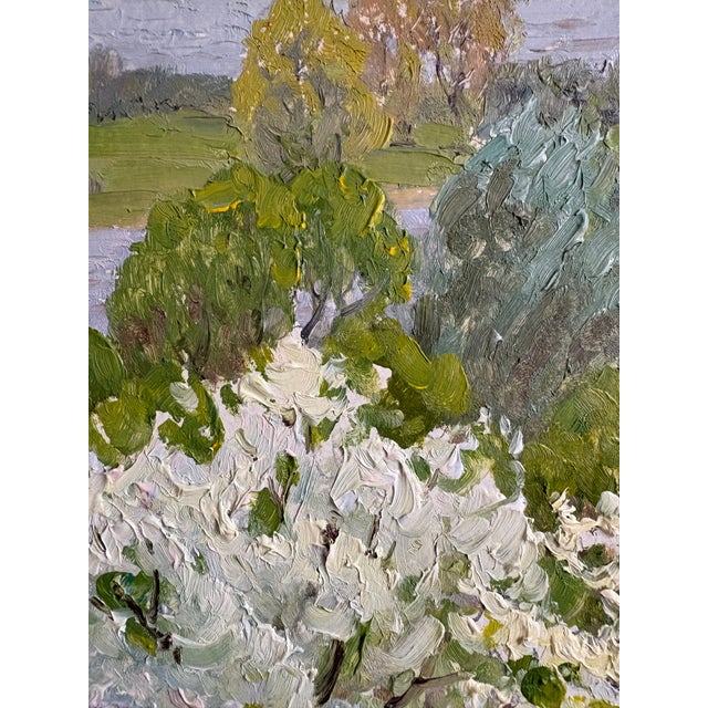 Oil Painting - Flowering Fruit Trees by a River For Sale In New York - Image 6 of 10