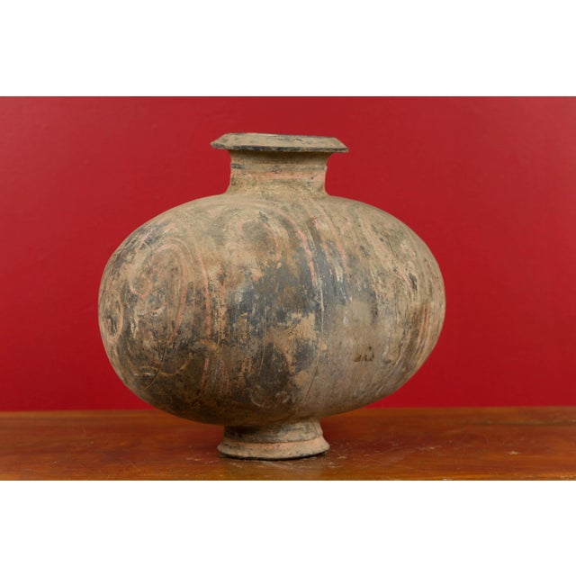 Han Dynasty Earthenware Cocoon Jar with Painted Decor, circa 206 BC-220 AD For Sale - Image 4 of 13