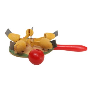 Vintage Swedish Modern Folk Art Wood Pecking Chicken Rooster Paddle For Sale
