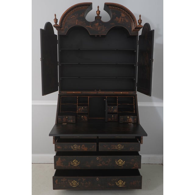 Chinoiserie Harden Black Painted Chinoiserie Secretary Desk For Sale - Image 3 of 18