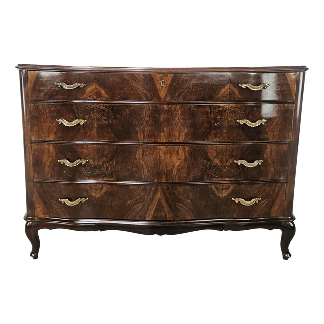Chippendale Chest of Drawers in Walnut Burl, 1940 For Sale
