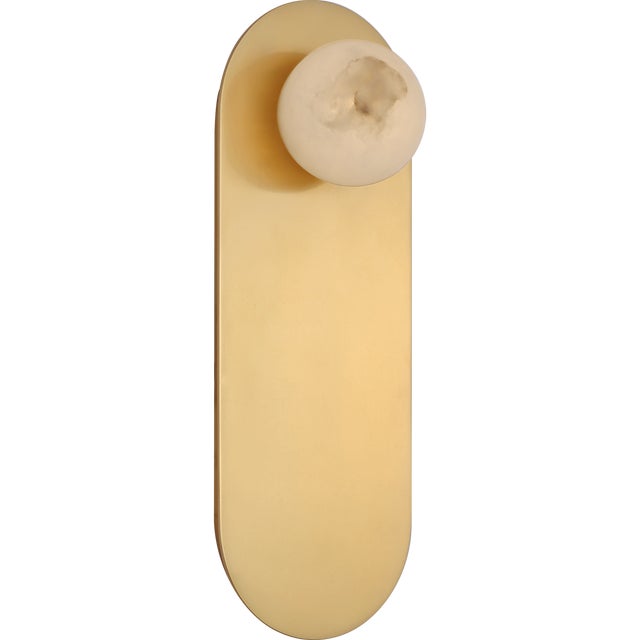 Kelly Wearstler for Visual Comfort Signature Pertica 9" Sconce in Mirrored Antique Brass with Alabaster For Sale