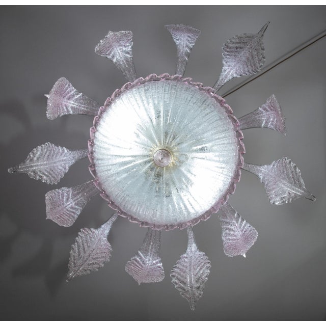 Italian Vintage 1980s Venetian Pink Murano Glass Chandelier For Sale - Image 3 of 12