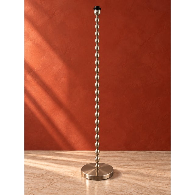 Contemporary Modern Brushed Brass-Tone Beaded Floor Lamp For Sale - Image 3 of 6