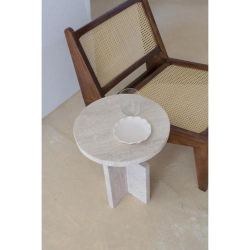 La-Greca 40 Handcrafted Travertine Square Side Table by Beije Avenue Dimensions: Ø 40 x H 55 cm. Materials: Travertine.
