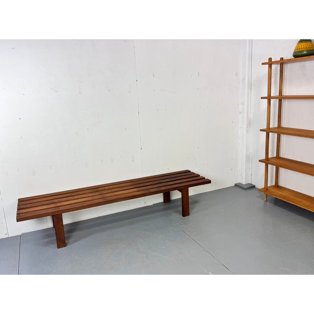 Mid-Century Modern Brown Wood Slatted Coffee Table by Martin Visser for 't Spectrum, 1960s For Sale - Image 4 of 9