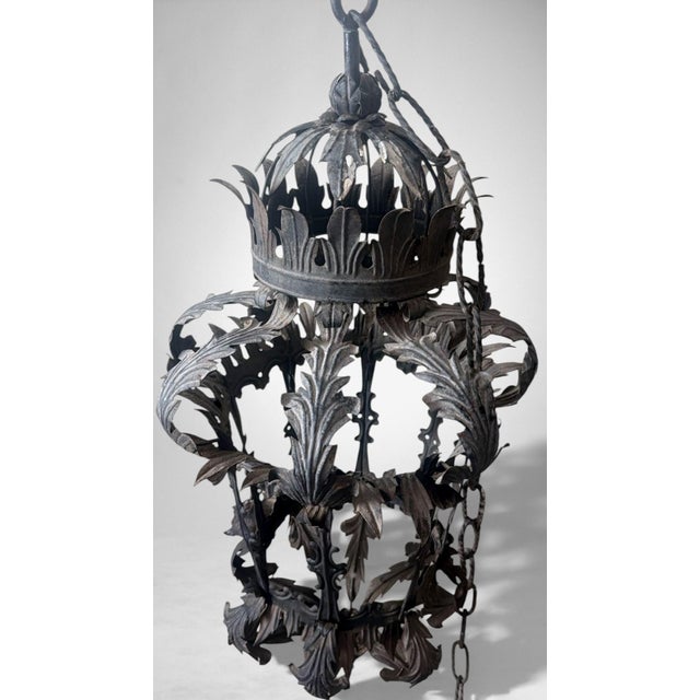 Florentine Renaissance Style Italian Wrought Iron Lantern For Sale - Image 6 of 18