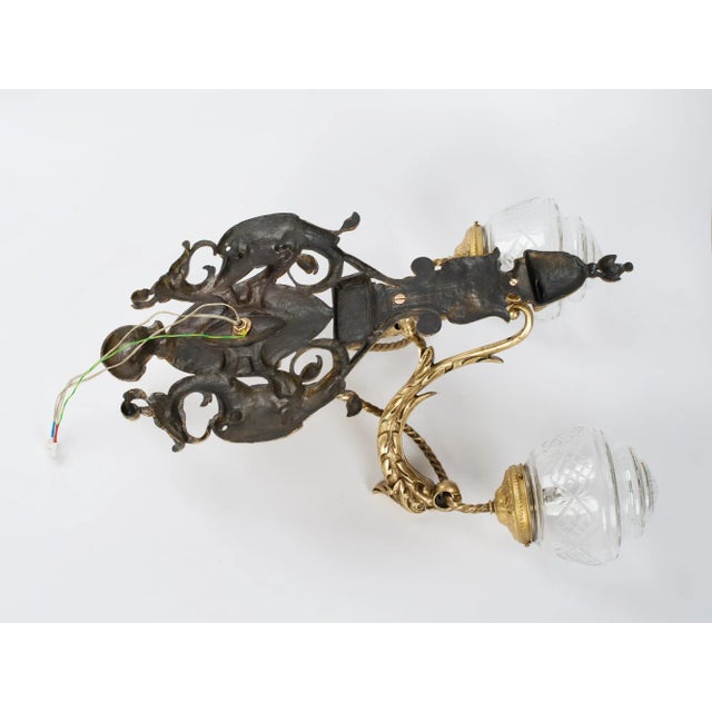 1950s Brass Dragon 2-Light Wall Sconce For Sale - Image 11 of 12