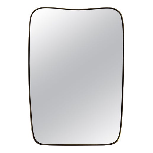 Italian Brass Framed Wall Mirror attributed to Gio Ponti, Italy, 1960s For Sale