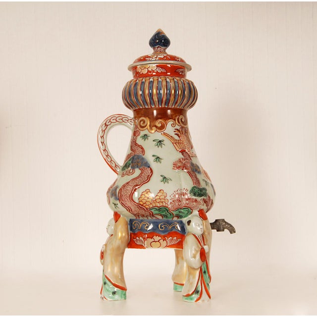 Ceramic Antique Imari Porcelain Japanese Jug Cranes by Samson Paris Tea or Coffee Pot Arita For Sale - Image 7 of 12