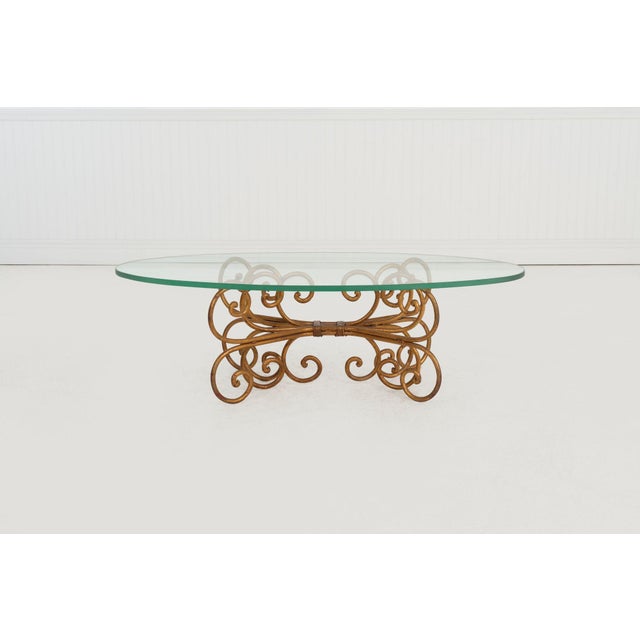 1960s 1960s Gilt Wrought Iron Coffee Table in the Style of Maison Jansen For Sale - Image 5 of 11