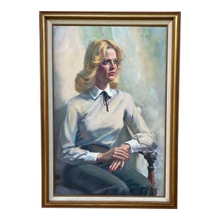 Vintage 1970s Fine Art Oil Portrait – Signed by Florida Artist K. Evans For Sale