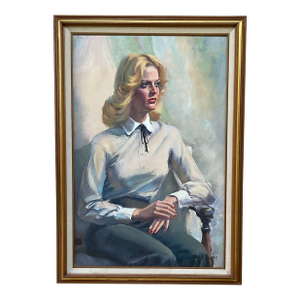 Vintage 1970s Fine Art Oil Portrait – Signed by Florida Artist K. Evans