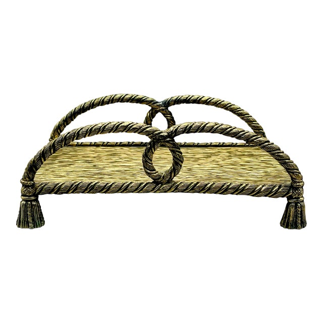 Vintage Gold Rope & Tassel Tray For Sale