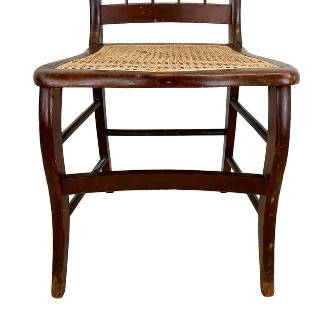 Antique Victorian Eastlake-Style Spindle-Back Side Chair With Rattan Seat Detail For Sale - Image 4 of 18
