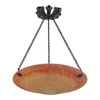 French Art Deco Pendant Light by Daum & Majorelle - 1925 Chandelier France For Sale