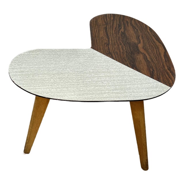 Mid-Century Plywood and Formica Boomerang End Table For Sale