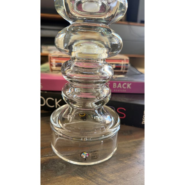 Global Views Global Views Hand-Blown Portuguese Glass Bubble Candlesticks – Set of Three For Sale - Image 4 of 12