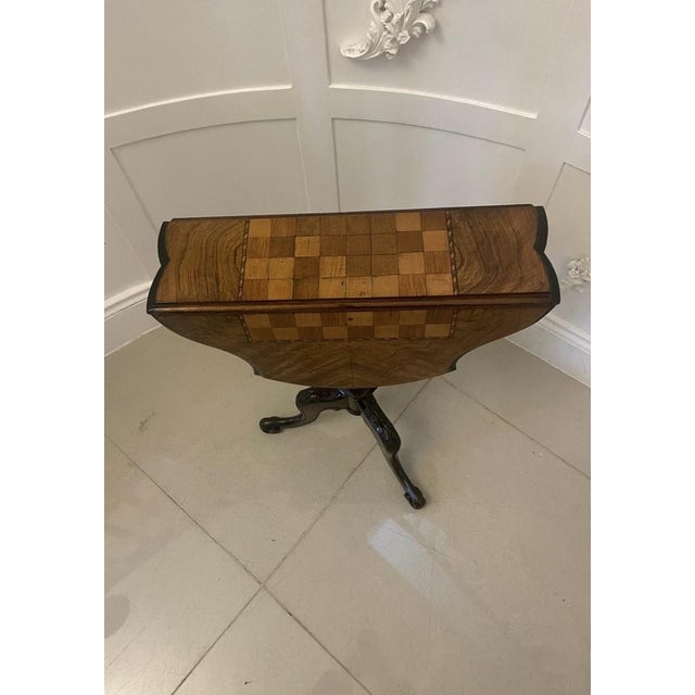 Antique Victorian Quality Burr Walnut Chess Table , 1860 For Sale - Image 12 of 15