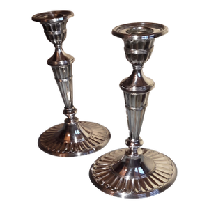 Pair of Silver Plated Adam Style Candlestick Holders