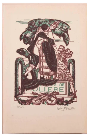 Robert Bonfils, Amoureux de Molière, Woodcut Print, Mid 20th-Century