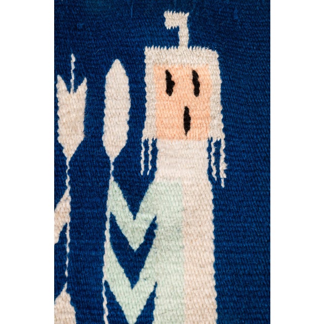 Vintage Native American Navajo Yei Hand-Woven Tapestry Throw Rug Wall Folk Art in Wool, Usa, C. 1970s For Sale - Image 17 of 18