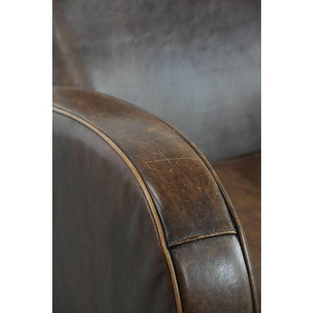 Vintage Brown Sheepskin Armchair For Sale - Image 11 of 15