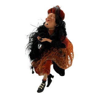 Katherine’s Collection Style Halloween Doll 20” Vintage Retired Feathered Hat Mint For Sale