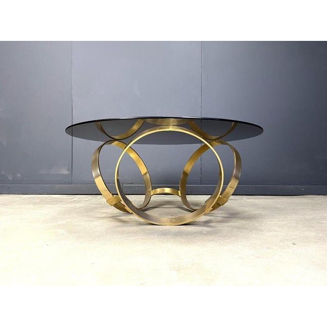 Vintage Brass Coffee Table with Glass by Knut Hesterberg, 1970s For Sale - Image 3 of 15