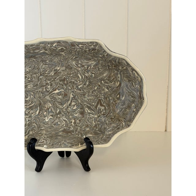 Early 21st Century Signed Christine Jouval Gray Aptware Platter For Sale - Image 5 of 12