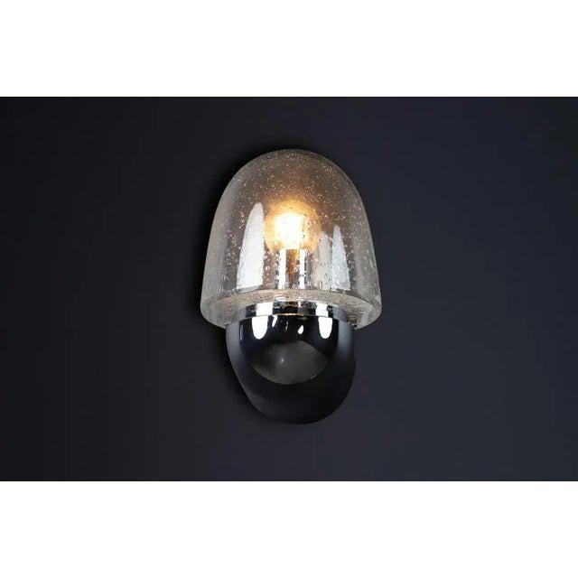 Mid-Century Modern Mid-Century Wall Sconce Chrome & Bubble Glass from Glashütte Limburg, 1960s For Sale - Image 3 of 11