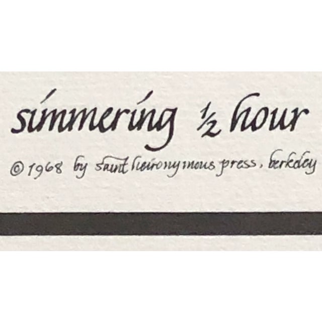 Spring Vegetable Soup recipe out of print mid century Lino cut by the late David Lance Goines (May 29, 1945 – February 19,...