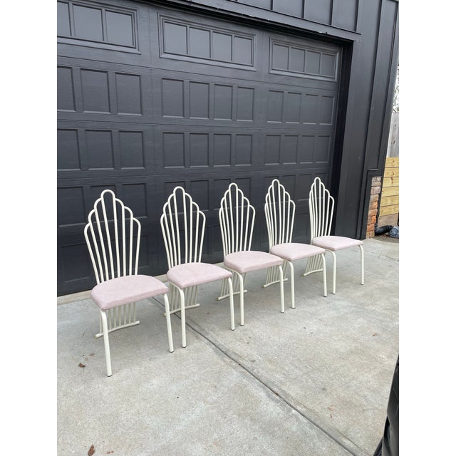 Art Deco 1980s Art Deco Revival Dining Chairs, Set of 5 – Skyscraper Back Design For Sale - Image 3 of 10