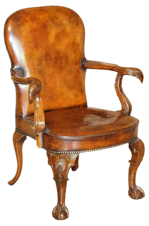 Vintage Eagle Armed Claw & Ball Feet Brown Leather Armchair