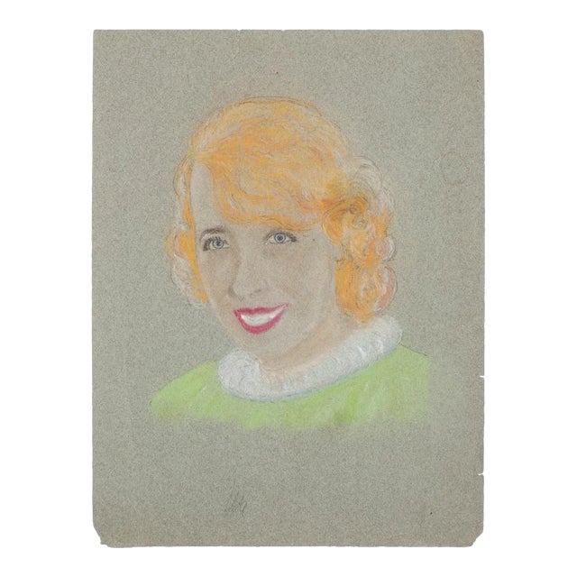 Manfredo Borsi, Portrait, Pastel, 20th Century For Sale