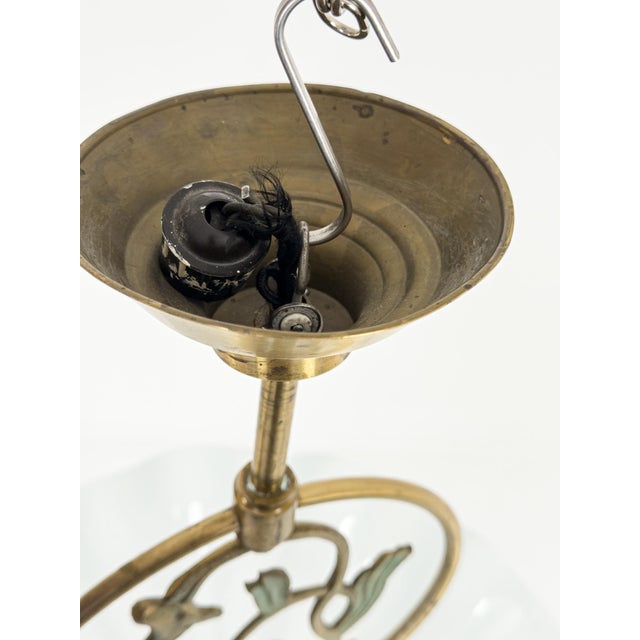 1940s Swedish Grace Pendant Light in Brass and Frosted Glass with Deer Motif, 1940 For Sale - Image 5 of 9