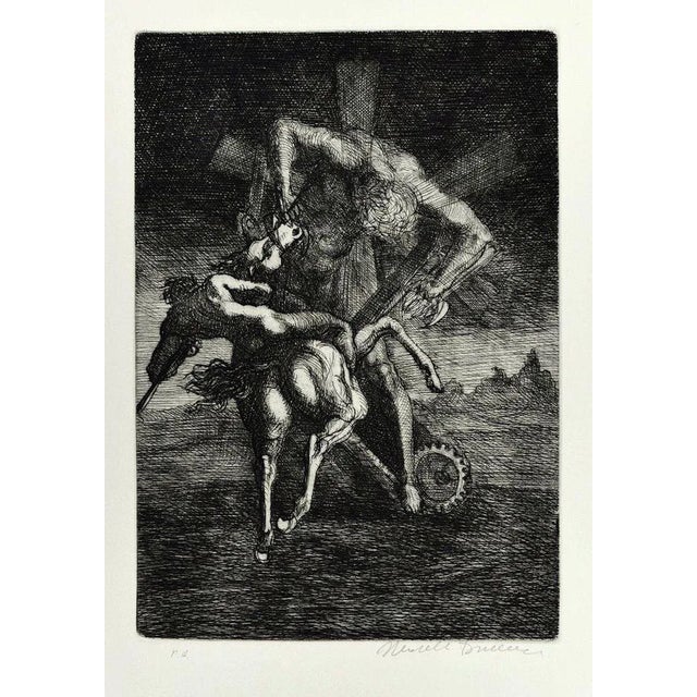 Image dimensions: 34 x 24 cm. Untitled - From ''Don Chisciotte'' is a beautiful black and white etching realized by...