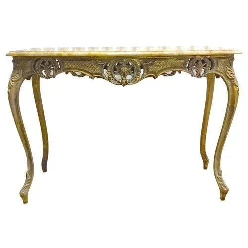 Wood Antique Giltwood & Marble Console Table For Sale - Image 7 of 7