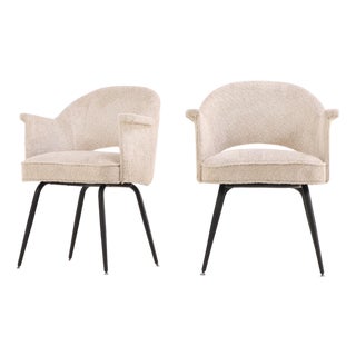 Pair of Lounge Chairs in the Manner of Jules Leleu, C. 1960. For Sale